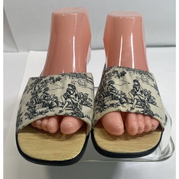 Claire Murray Womens Toile Black Cream Sandals Size 9 US Slip On - Picture 2 of 15